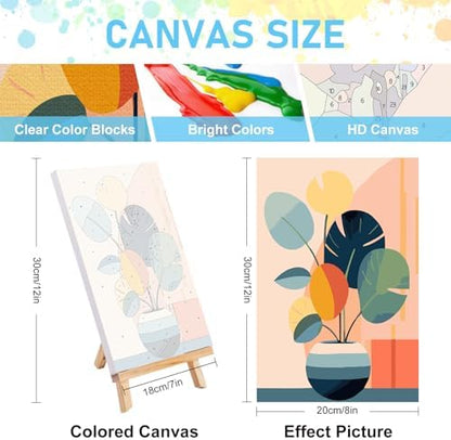 4 Pack Framed Paint by Numbers Kit for Adults with Wooden Easel, 8x12 Inch - Image 3