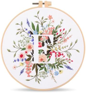 Harimau Letter E Pattern Embroidery Kit for Adult Beginners, Complete Starter Pack with 1 Hoop, Needles, Instruction Guide & Embroidery Stitch Video Tutorials by Unknown