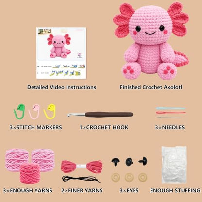 CODGP Crochet Kit for Beginners, 11-Inch Axolotl Crochet Kit for Adults - Image 3