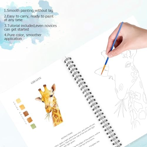 Watercolor Workbooks for Adults Beginners & Teens, 16 Colors 15 Beautiful Paintings, Pre-Outlined Designs, Easy Watercolor Art Book（Without Palette Forest） - Image 4