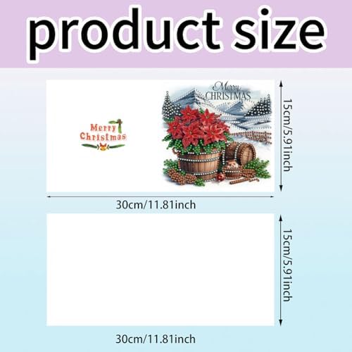 jinglinhh 6pcs Christmas Poinsettia Balls Diamond Art Painting Greeting Cards with Envelopes, DIY Card Making Kits for Adults, Diamond Art Postcards Christmas Cards Craft Gifts - Image 2