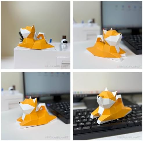 Shiba Inu 3D Origami Paper Craft Kit, Easy DIY Pre-Cut Puppies Paper Sculpture Model for Adults, Cute Animal Handmade Home Decor Papercraft Gift Set for Beginners - Image 5