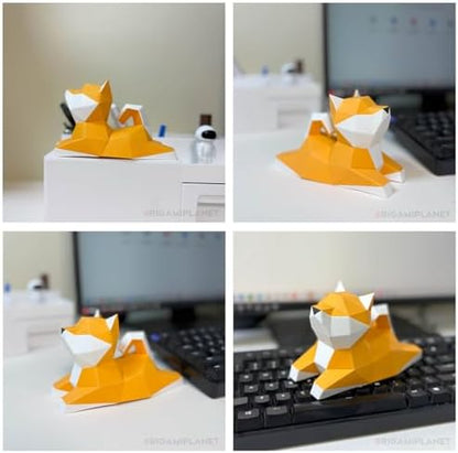 Shiba Inu 3D Origami Paper Craft Kit, Easy DIY Pre-Cut Puppies Paper Sculpture Model for Adults, Cute Animal Handmade Home Decor Papercraft Gift Set for Beginners - Image 5
