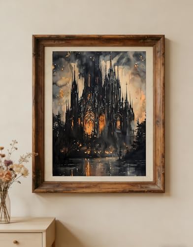 CraftBliss Paint by Numbers for Adults, Gothic Castle DIY Painting Kit, Dark Fantasy Wall Art with Pre-Printed Canvas & Acrylic Paints, Dark Academia Home Decor, 12 x 16 Inch - Image 4