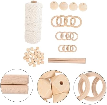Happyyami DIY Macrame Kit for Adults Beginners Handcrafted Cotton Cord Tapestry Supplies Beads and Rings for Home Decoration - Image 3