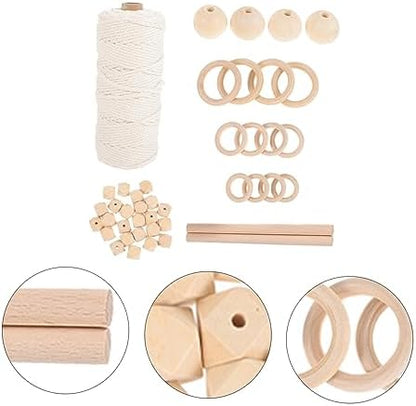 Happyyami DIY Macrame Kit for Adults Beginners Handcrafted Cotton Cord Tapestry Supplies Beads and Rings for Home Decoration - Image 3