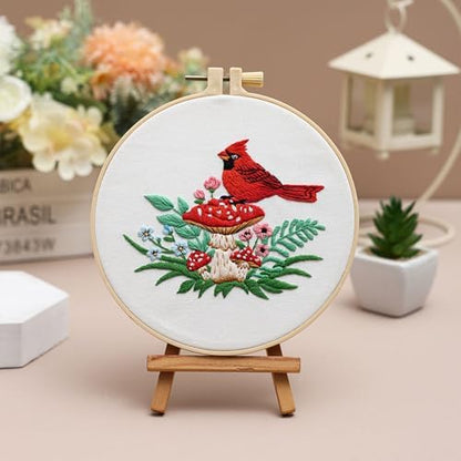 Louise Maelys Cardinal Mushroom Embroidery Kit for Beginners DIY Craft - Image 5