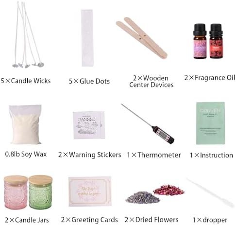 DARJEN Candle Making Kit for Beginners, 2 Jars Soy Wax Scented DIY Set - Image 2