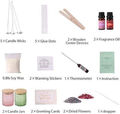 DARJEN Candle Making Kit for Beginners, 2 Jars Soy Wax Scented DIY Set - Image 2