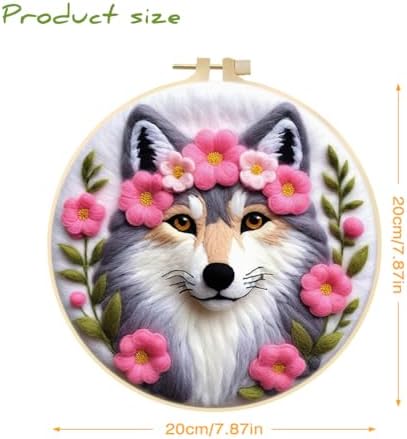 Eforcase Needle Felt Starter Set, Wool Felt Painting Needle Felting Kit, Felt Painting Kit for Adult Beginners Floral Animal Flowers Wool Needle Felt Set with Felt Needle, Picture Frame Home Decor - Image 4