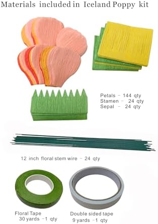 Mybbshower Orange Crepe Paper Poppy Flower DIY Making Kit Home Decoration Table Decor Pack of 24 pcs - Image 6