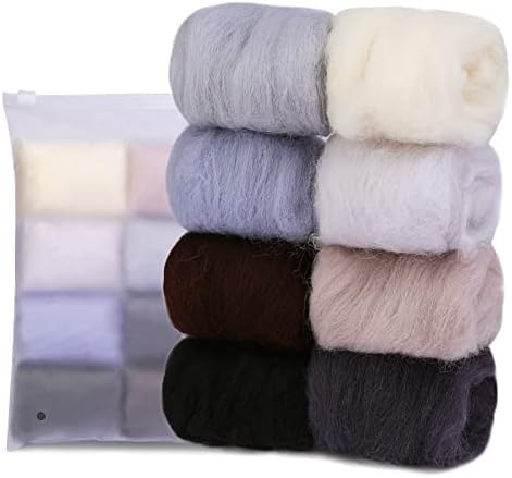Wonvoc Needle Felting Wool 2.82oz /80g, 8 Colors Wool Roving (Winter) by wonvoc
