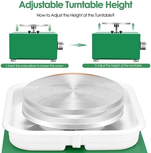 Mini Pottery Wheel Machine for Adults & Beginners, 2 Turntables (3.94" & 2.56") | 0-2000 RPM Adjustable Speed Pottery Machine Removable Splash Tray Ceramic Making Kit Includes 8 Sculpting Tools - Image 3