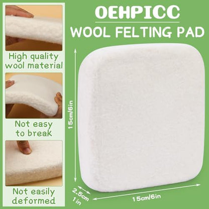 OEHPICC 128 Pcs Needle Felting Tool Kit, 6×6 Inch Wool Felting Pad - Image 2