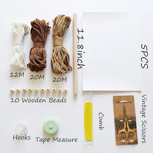 Zqyxiehuo DIY Macrame Leaf Wall Hanging Beginners Boho Wall Leaf Tapestry Kit Handmade Woven Tapestry Feather Wall Hanging DIY Macrame Kit for Adults Birthday Gift 11.8"(Brown) - Image 2