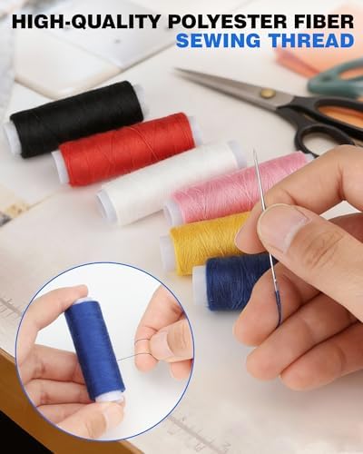 Acual Sewing Kit – 37 Pcs Big Eye Steel Sewing Needles Kit for Beginner, Stainless Steel Needles for Hand Sewing with Thread Ripper, Threaders, Threads & Thimbles, Portable Sewing Tools Set for Adults - Image 6