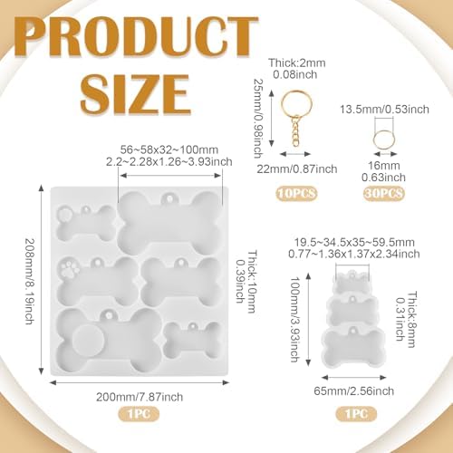 Dog Bone Silicone Mold Pet Tag Silicone Molds DIY Keychain Silicone Molds Kit for Epoxy Resin Crafts Christmas Earring Bracelet Necklace Jewelry Making - Image 2