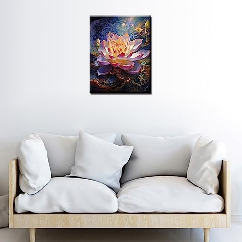 TUMOVO Paint by Number Pink Lotus Flowers DIY Acrylic Painting Kit for Kids Adults Beginner Tropical Floral Canvas Numbers Yoga Craft 16x20 Inch (Without Frame) - Image 2