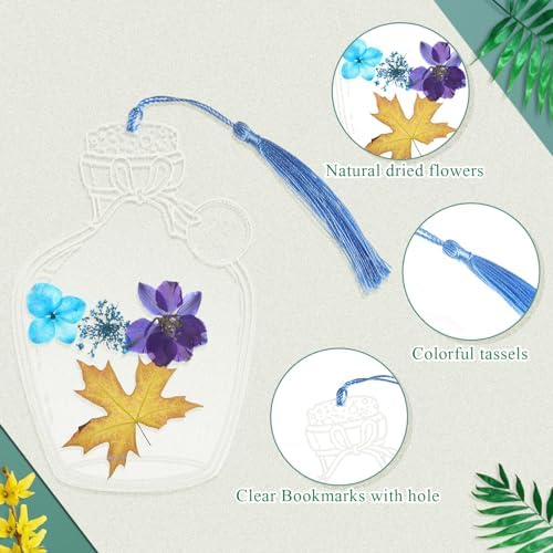 TaoBary 161 Pcs Transparent Dried Flower Bookmarks DIY Kit, Cute - Image 4