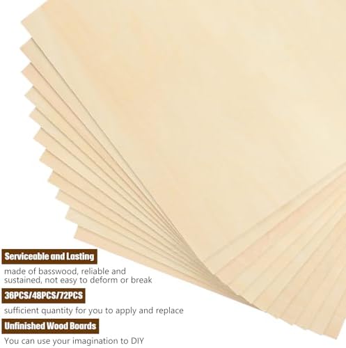 Riakrum Basswood Sheets Plywood Board Unfinished Wood Boards for Crafts for DIY Laser Projects Architectural Mini House Building Hobby Model Making(12 x 24 x 1/8 Inch,36) - Image 4