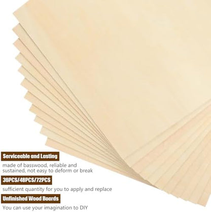 Riakrum Basswood Sheets Plywood Board Unfinished Wood Boards for Crafts for DIY Laser Projects Architectural Mini House Building Hobby Model Making(12 x 24 x 1/8 Inch,36) - Image 4