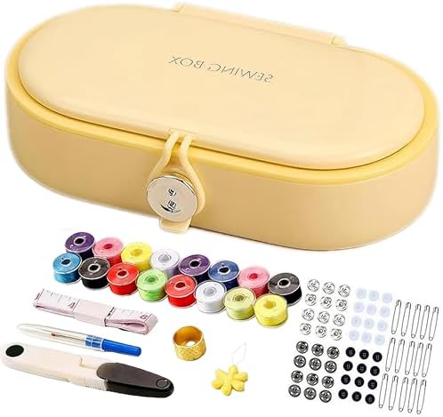 FKOG Yellow Sewing Project Kit, 135 Pcs Family Sewing Supplies Repair Kit Traveler Sewing Kit Sewing Thread Accessories DIY Sewing Supplies Organizer (Yellow) by FKOG