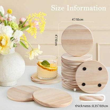 60 PCS Unfinished Wood Coasters, Solid Wooden Blanks for Laser Engraving - Image 2
