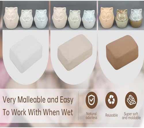 Natural Air Dry Clay, 3.3 LB Modeling Clay, Pottery Clay, All-Purpose Clay Ideal for Beginners and Experienced Sculptors, 8.8OZ per Colors - Image 3