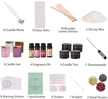 DARJEN Candle Making Kit for Adult, 4 Jars & 4 Tins Soy Wax Scented DIY Set - Image 2