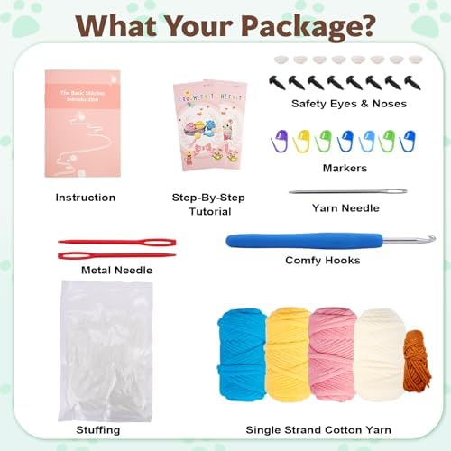 Crochet Kit for Beginners - Learn to Crochet 4 Adorable Cat Amigurumi with Step-by-Step Video Tutorial and Easy Peasy Yarn, Complete Starter Kit for Adults Kids, DIY Craft Gift for Birthday Christmas - Image 6