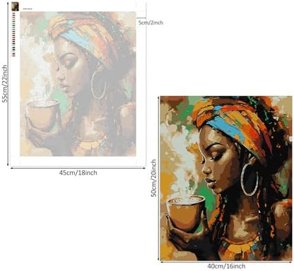 Lxmsja African Woman Paint by Numbers Kit for Adults, Coffee Acrylic Paint by Numbers for Adults Beginner, DIY Craft Supplies Oil Painting Kits for Home Wall Decor 16x20 inch (No Frame) - Image 6