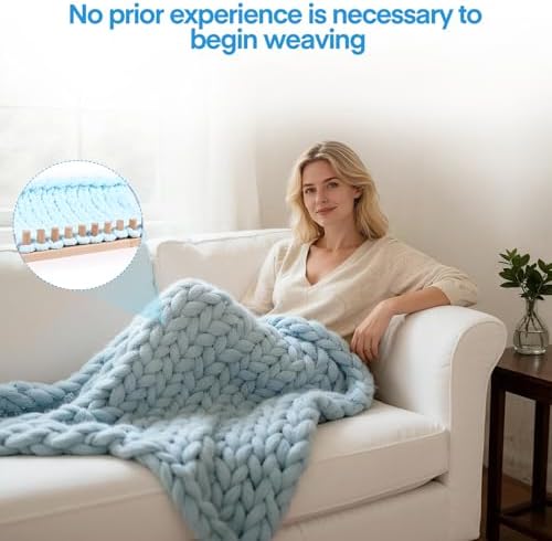 46" Beechwood Chunky Knitting Blanket Loom Kit, Adjustable Size Hand Loom - Image 5