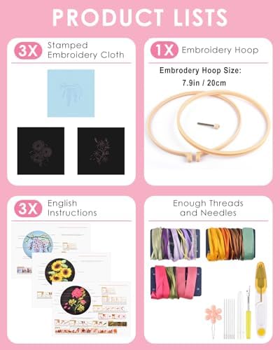 TINDTOP Embroidery Kit for Adult, Ribbon Embroidery Kit for Beginners - Image 2