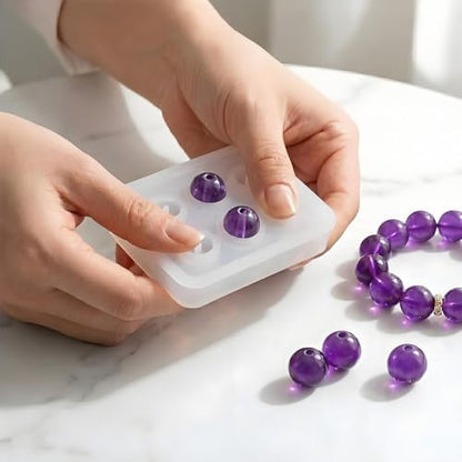 8PCS Resin Jewelry Molds,Silicone Molds for Resin, Sphere Ball Silicone Bead Molds with Holes, Resin Molds for DIY Jewelry, Pendant, Earring, Necklace (Diameter 16mm,12mm,10mm) - Image 5