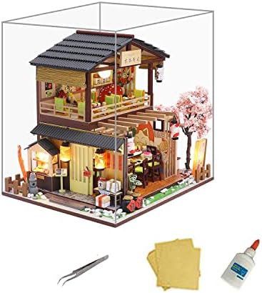 MAGQOO Miniature Dollhouse Kit DIY Dollhouse Kit DIY House Kit Wooden Mini Doll House Kit Creative Room with Dust Cover(Sushi) - Image 3