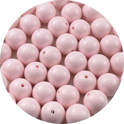 40pcs Acrylic Round Beads for Crafts 18mm Resin Candy Color Spacer Beads with Hole for Jewelry Making Sewing Crafts Decoration Necklaces Bracelets Earrings Supplies(Light Pink) by Unknown