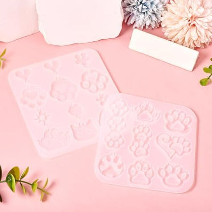 2Pcs Paw Print Silicone Molds Pet Dog Cat Paw Resin Molds Cute Animal Puppy Kitten Footprint Cabochons Silicone Mold for DIY Earrings Keychain Jewelry Making Supplies - Image 7