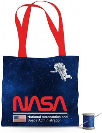 NASA Logo DIY Canvas Tote Bag Sewing Kit – Space-Themed Fabric Craft Project – Includes 24" x 43" Dark Blue & Red Fabric Panel & Instructions – Create 16" x 15" Handmade Tote Bag by NorthcottFabrics