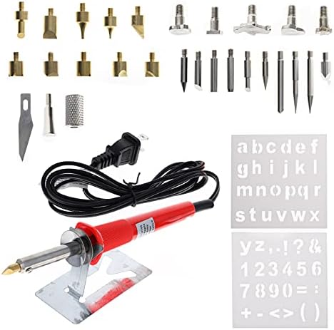 Wood Burning Pen Set Soldering Chiseled Tips and Tweezers Kit - 35pc by SE