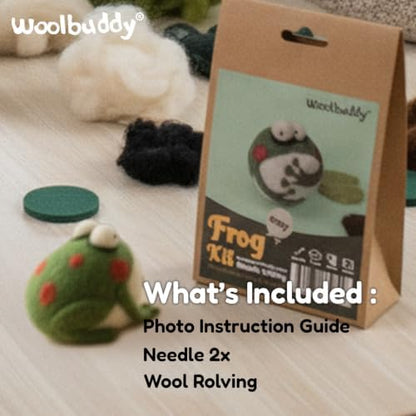 Woolbuddy Needle Felting Kit (Frog) for Beginner Adults, Starter Set with Wool, Felting Needles & Instructions - Image 3