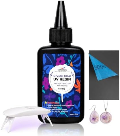 UV Resin with Light 8 LED, 100g Hard Type UV Epoxy Resin Kit by Unknown