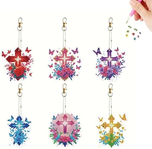 HuamuTech 5 Pcs/6 Pcs/8 Pcs Full Drill Keyring Special Shape Double Sided Diamond Art Keychain for Beginners Birthday Craftin by Unknown