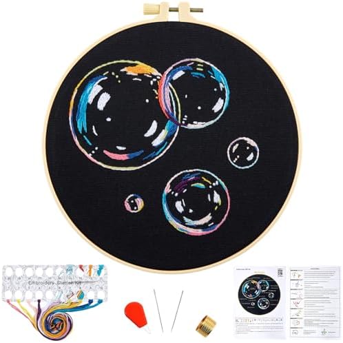 Crafmanoe Embroidery Kits for Beginners Adults, Cute Embroidery Starter Kits Funny Counted Cross Stitch Kits for Beginners Adult, Craft Hobbies Set for Women, Embroidery Fabric, Hoops & Video Tutorial by Unknown