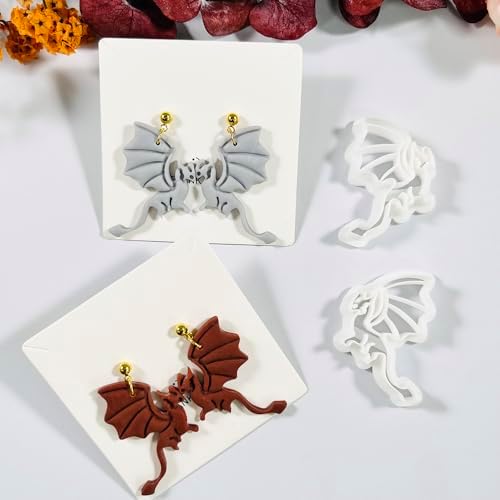 Xaekicr Polymer Clay Cutters Dragon Set – 2PCS Fantasy Dragon Clay Earring Cutters for Polymer Clay Jewelry, Halloween Gothic Clay Tools and Cutters for Cosplay and DIY Crafts - Image 5