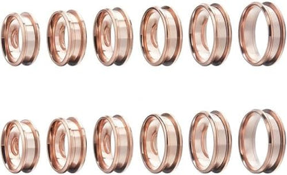 SUNNYCLUE 1 Box 12Pcs Stainless Steel Ring Blanks Grooved Finger Ring Blanks Settings Rose Gold US Size 7/8/9/10/11/12 Inlay Finger Rings Core Blank for Ring Jewelry Making Kits Women Men DIY Crafts by SUNNYCLUE