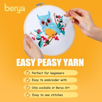 BERYA Owl Embroidery Kit, Embroidery Kit for Adult, Owl Pattern Practice Kit, Including Video Step by Step Instructions, Embroidery Hoop, Cloth, Needles and Thread for DIY Craft Lover (BEO011) - Image 6