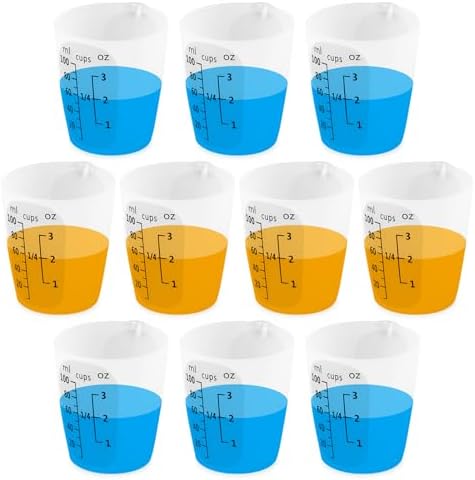 10Pcs Silicone Resin Mixing Measuring Cups 100ml / 3oz for Resin Supplies, Easy-to-Read Black Marks, Non-Stick Reusable Silicone Pouring Cups for Epoxy Mixing by SwigranceQualityCreativity