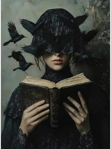 Gothic Crows Paint by Numbers Kit for Adults Framed Canvas, Frameworkless by FairylandJinWenn