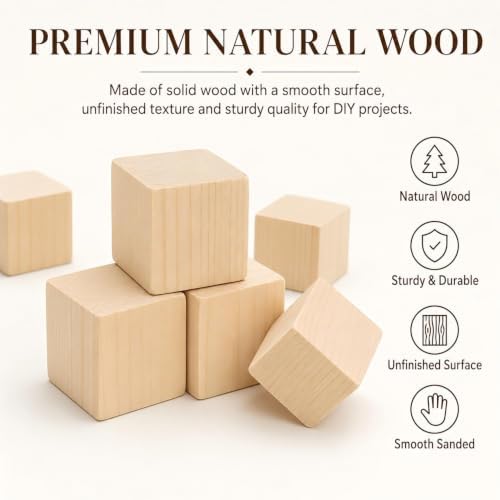 120 Pack Unfinished Wood Blocks, 1 Inch Solid Wood Cubes for Crafts - Image 4