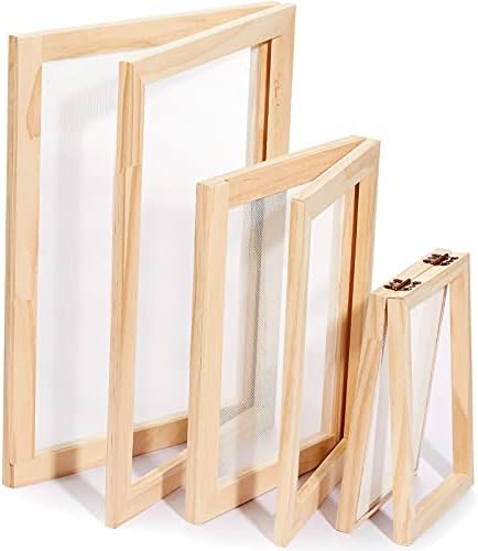 Honoson 3 Size Wooden Paper Making Screen Paper Making Mould and Frame Kit for DIY Craft(A6, A5, A4) by Honoson